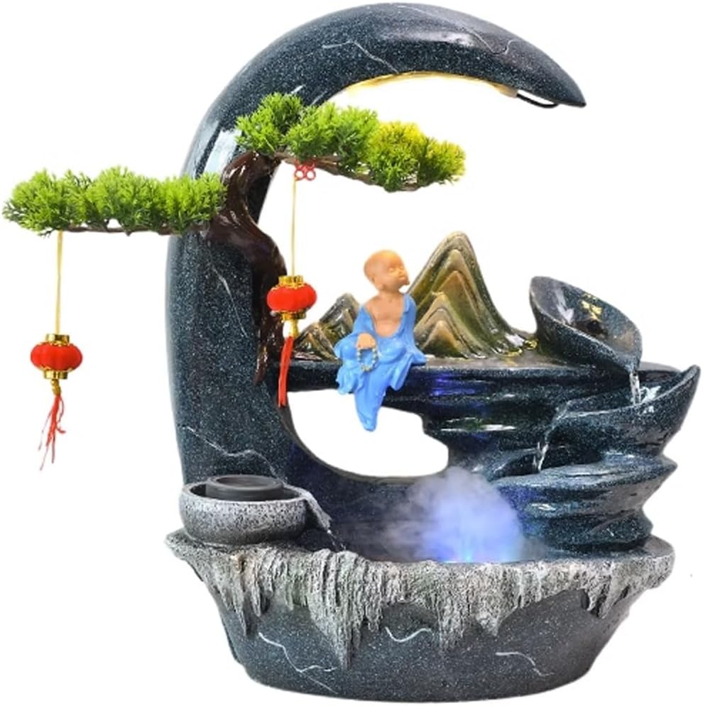 Tabletop Fountain Rocky Mountain Flowing Water Fountain Living Room High Mountain Circulating Water Humidifier Office Front Desk Desktop Decoration Desktop Fountain (Color : 05)