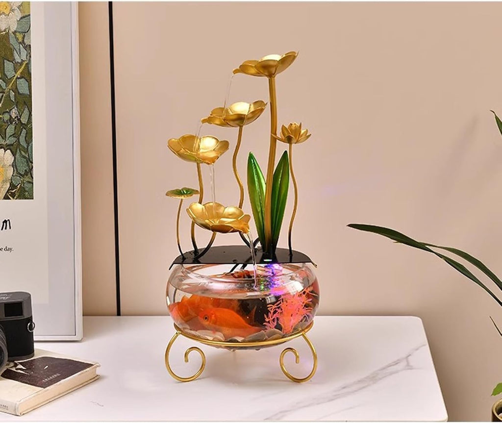Indoor Fountain Home Small Fish Tank Water Flow Decoration, Living Room TV Cabinet Circulation Decoration, Fountain Office Desktop Decoration Tabletop cor (A)