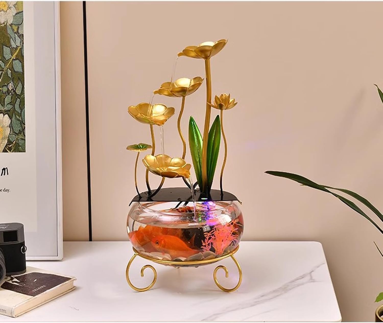Indoor Fountain Home Small Fish Tank Water Flow Decoration, Living Room TV Cabinet Circulation Decoration, Fountain Office Desktop Decoration Tabletop cor (A)