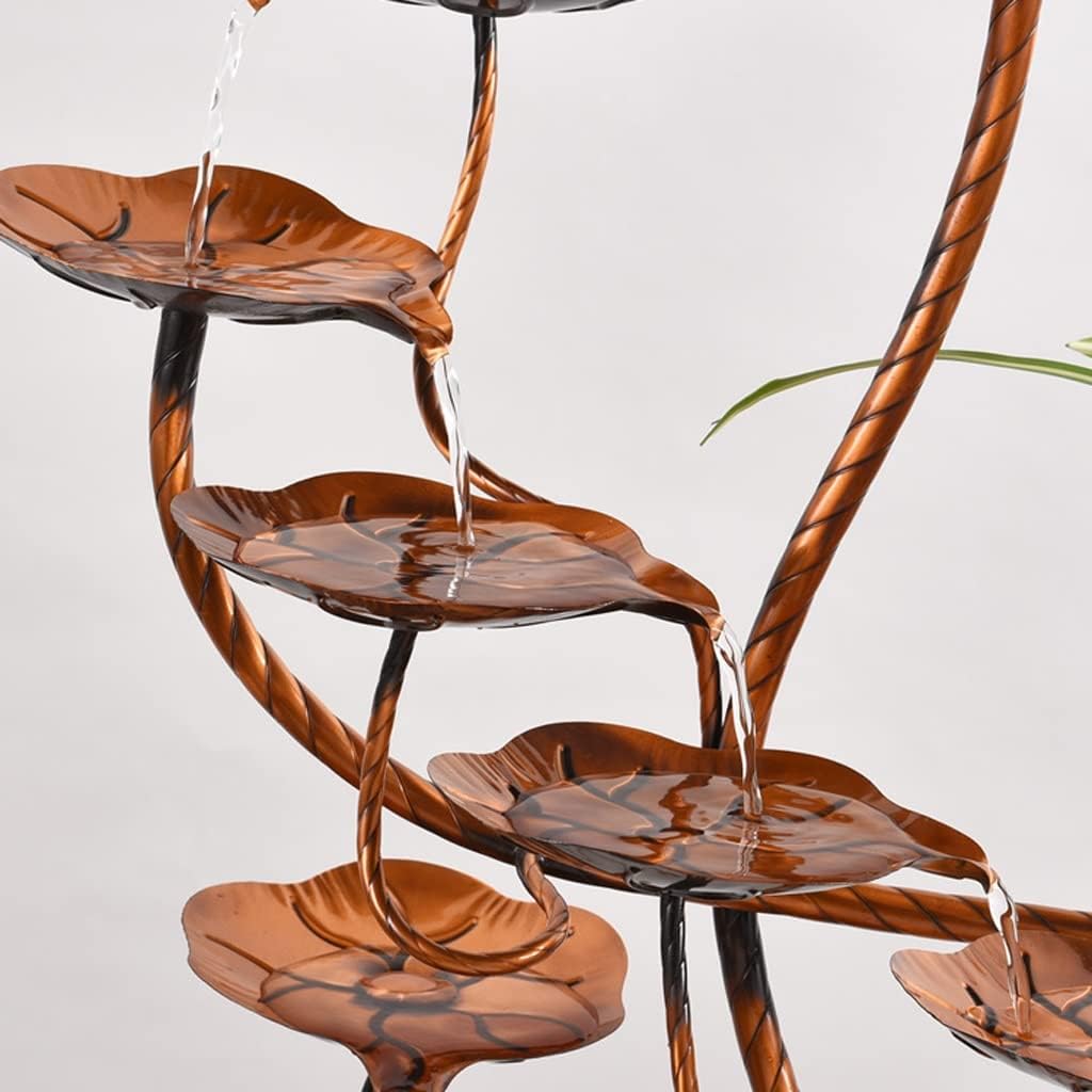 Small Fountain Indoor Copper Flowing Water Fountain Interior Decoration Waterfall Fountain Home Floor Large Waterscape Handicraft Ornaments Tabletop Fountains(C)