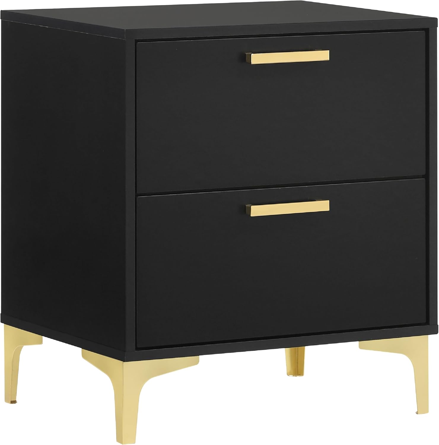 Benzara Dle 4 Piece Queen Bedroom Set, Tufted Black Velvet, Modern Gold Accent