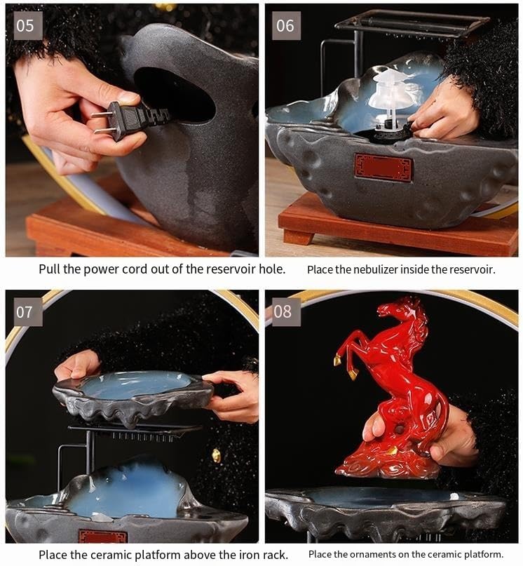 Tabletop Fountains Chinese Style Ceramic Water Flow Wealth Ornaments Creative Living Room Home Decorations Desktop Waterfall Fountain Indoor Tabletop Water Fountain