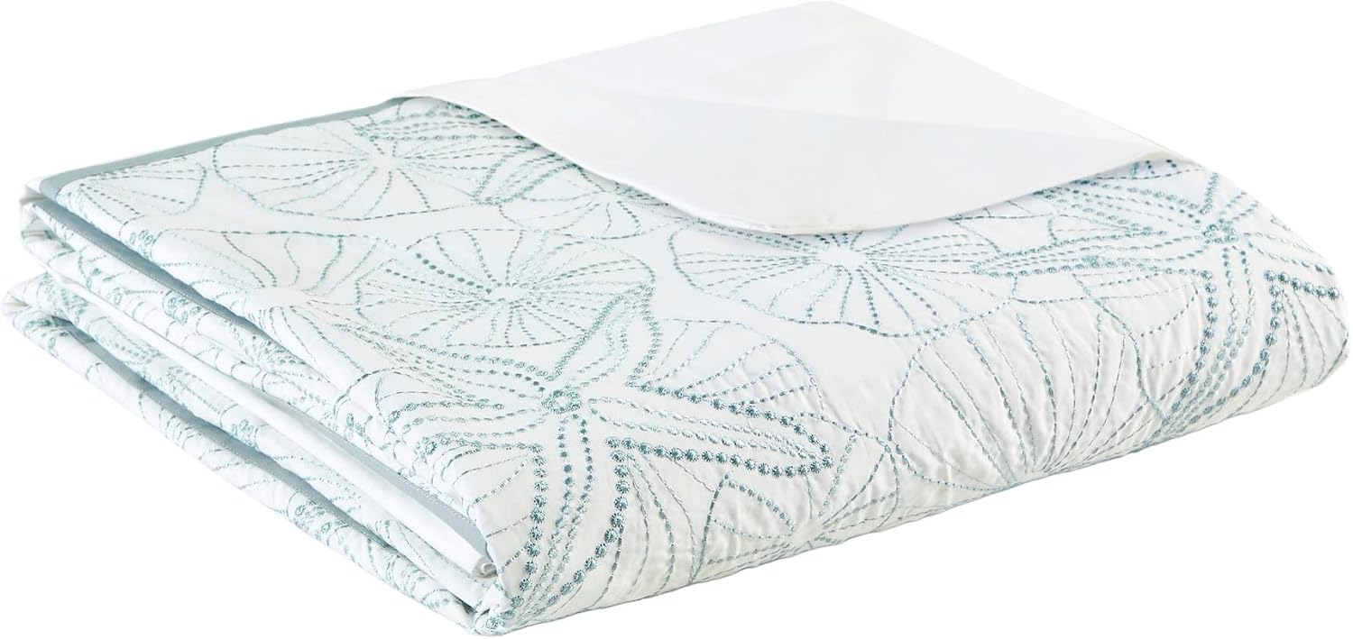 Harbor House 100% Cotton Duvet Cover, Embroidered Coastal Seashells, Starfish Duvet Cover Set – Light Weight Bed Comforter Covers, Maya Bay White Blue King/Cal King (106'x90') 3 Piece