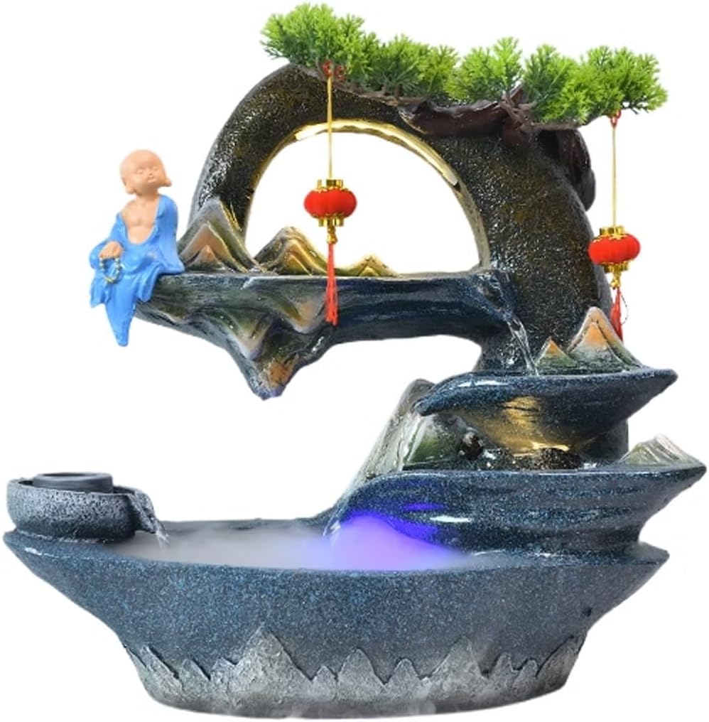 Tabletop Fountain Rocky Mountain Flowing Water Fountain Living Room High Mountain Circulating Water Humidifier Office Front Desk Desktop Decoration Desktop Fountain (Color : 07)