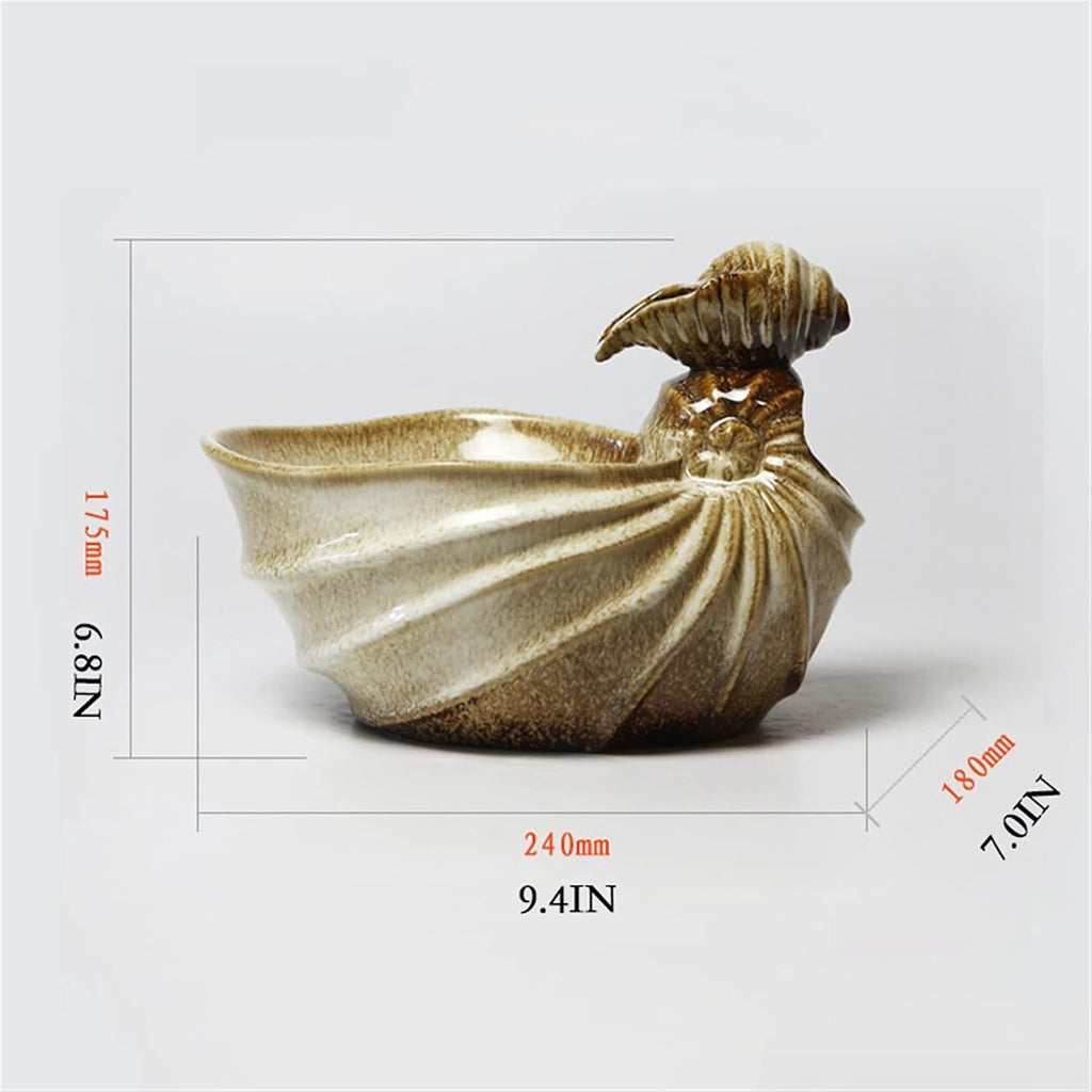 Tabletop Fountain Indoor Tabletop Water Fountain with Conch Shape Design Desktop Ceramic Flowing Home Living Room Lucky Small for Office Decor