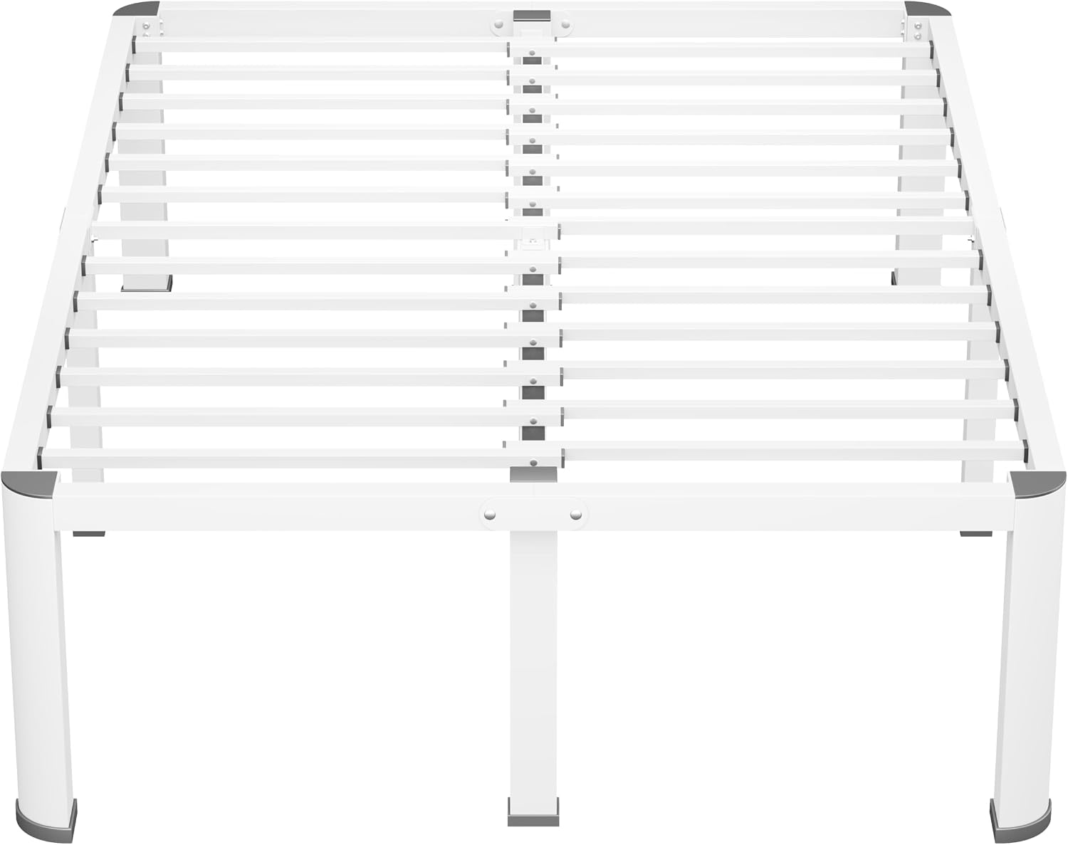 VIPSHOW 14 Inch White King Heavy Duty 3500 lbs Bed Frame with Round-Corner Legs & Anti-Squeak Design – Quick Assembly Metal Platform, No Box Spring Needed