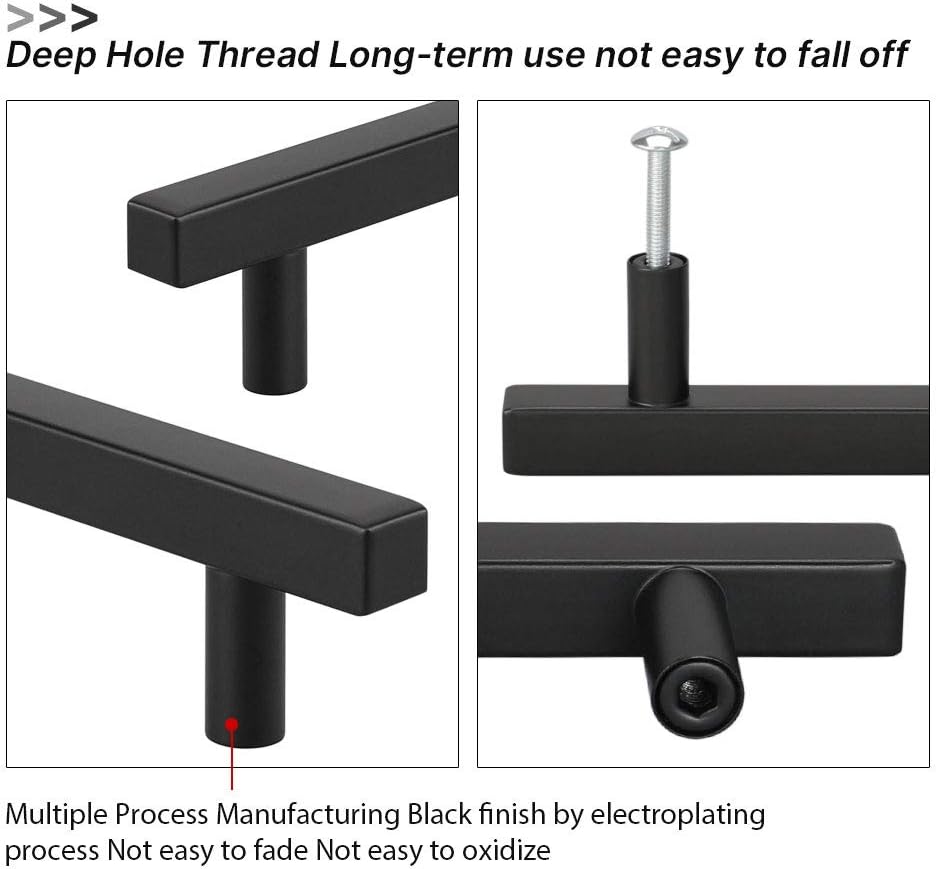 Peaha Case of 50 Black Cabinet Pulls 115mm - PHJ22BK115 Kitchen Drawer Handles Metal Cupboard Hardware for Dresser