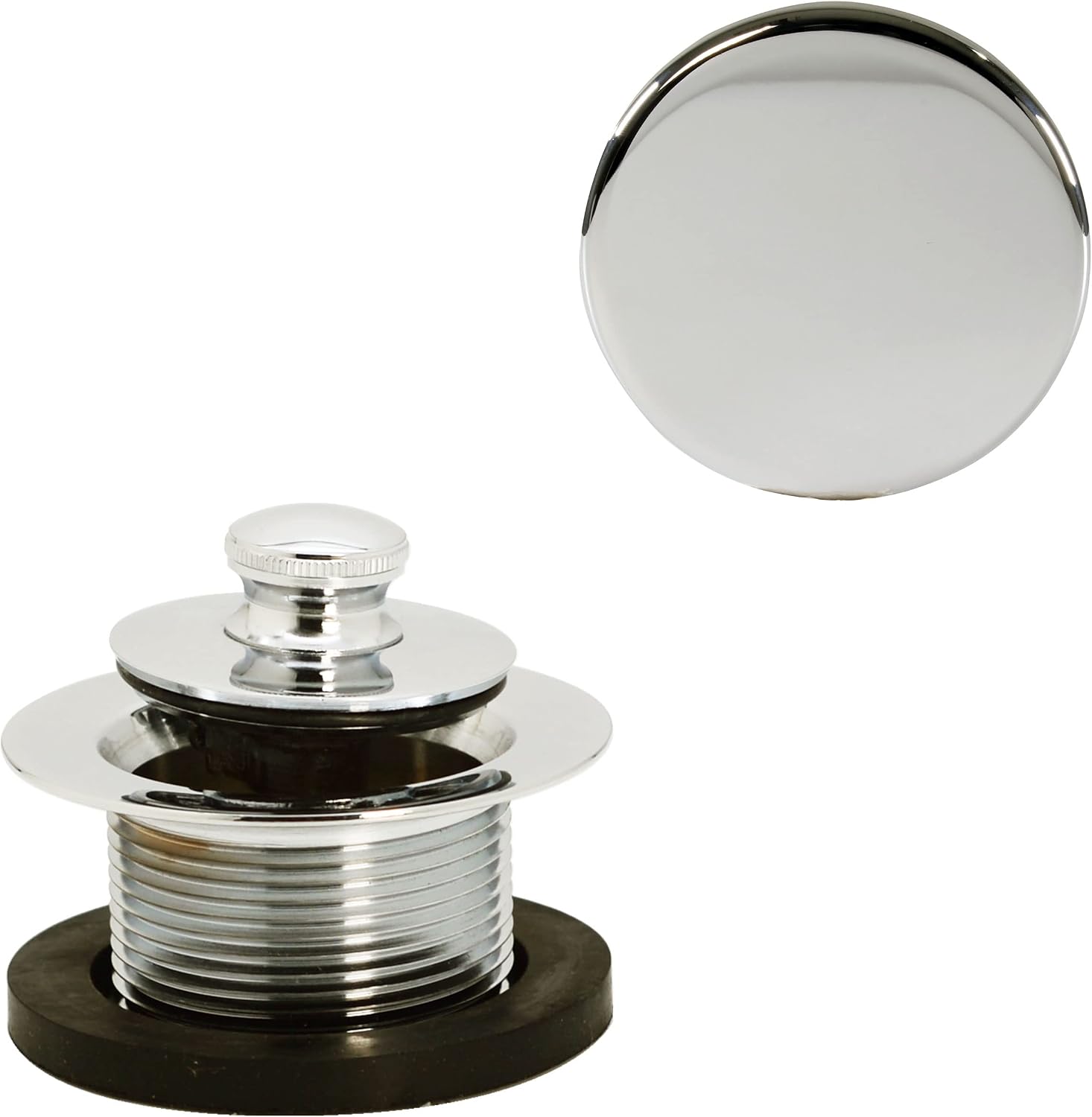 Westbrass 494244H-4-05 SCH. 40 PVC Bath Waste & Overflow Assembly with Illusionary Faceplate and Lift & Turn Drain Plug, Polished Nickel (4-Pack)