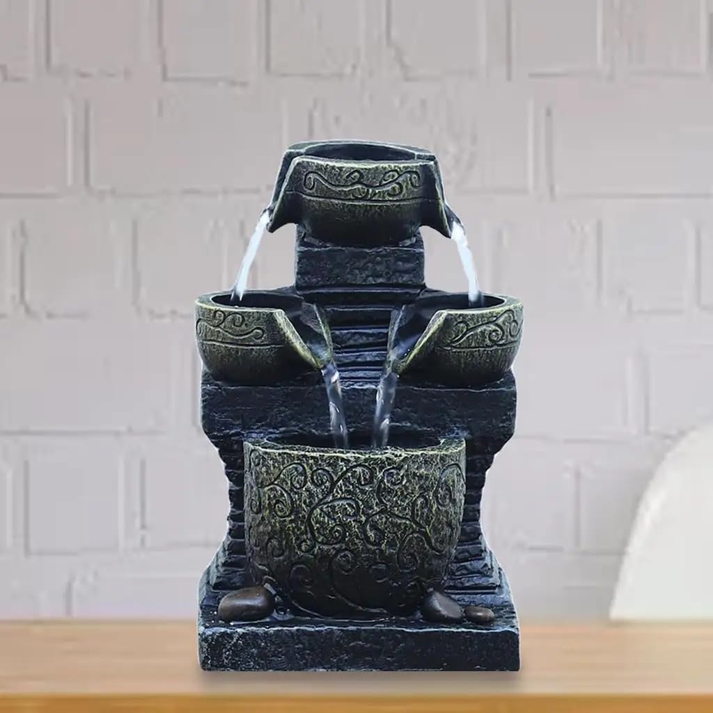 LED Light Water Feature Fountain Battery Operated Fountains Statues Indoor Decor