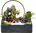 Indoor Fountain Tabletop Water Fountain, Rockery and Flowing Ornament Polyresin Decoration Waterfall Decor
