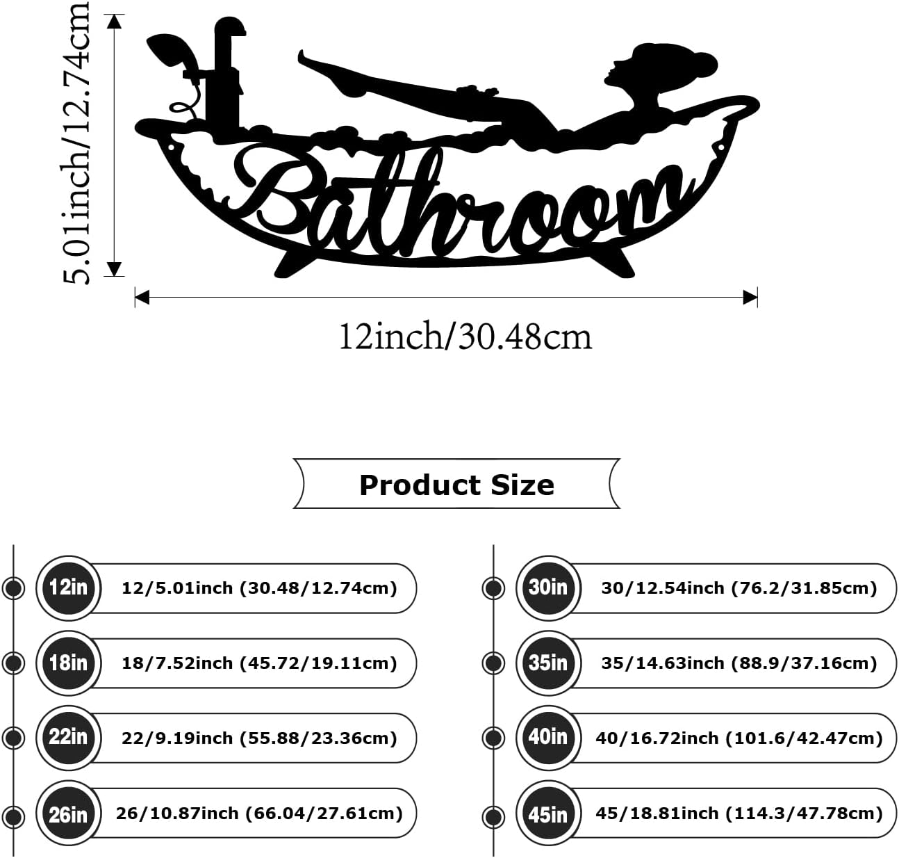 Metal Bathroom Sign, Bathroom Signs Decor 40' x 16.72', Modern Farmhouse Wall Art Decor, Ideal Housewarming Gift