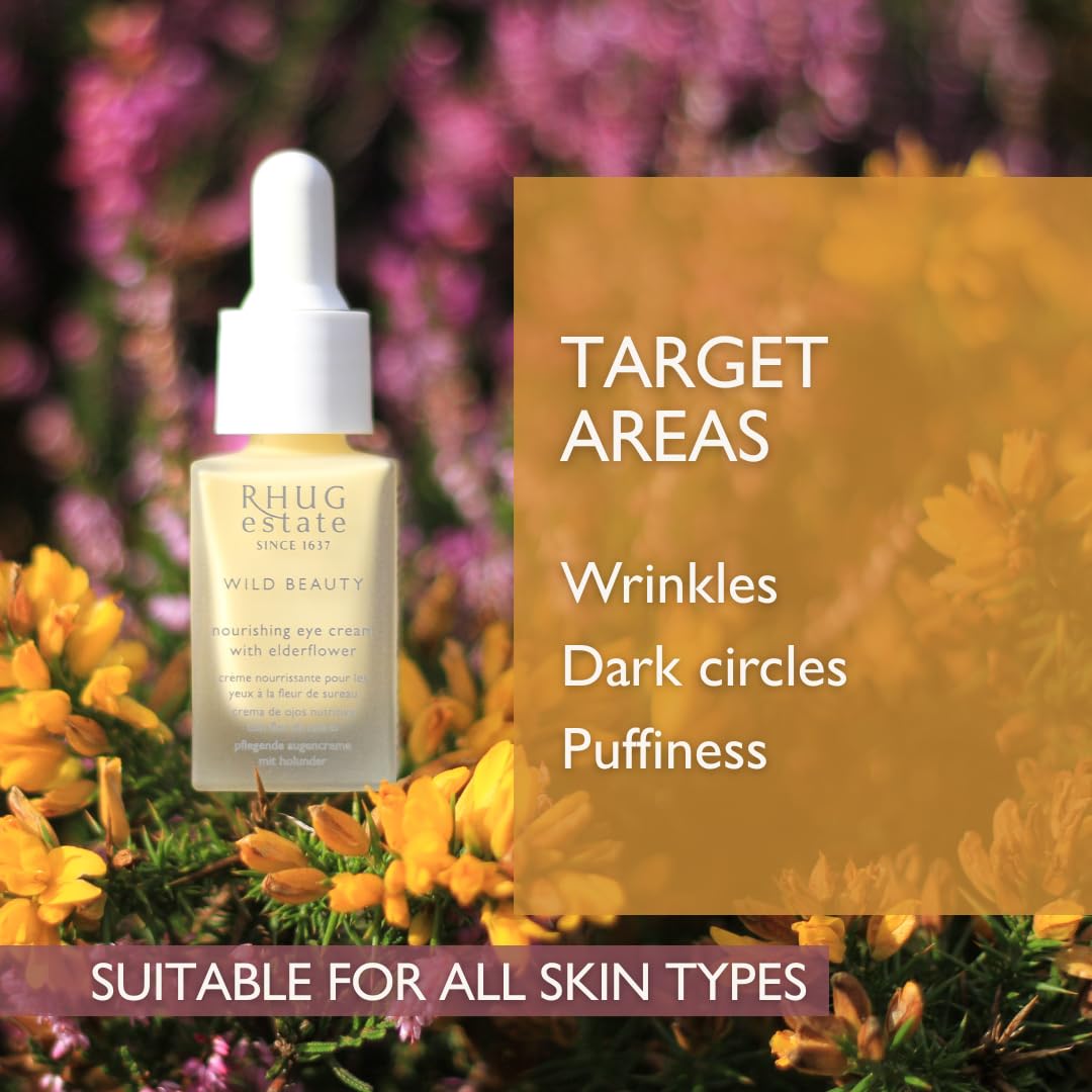 Rhug Wild Beauty - Nourishing Eye Cream with Elderflower | Hydrating Under Eye Moisturizer | 15ml | Made in the UK