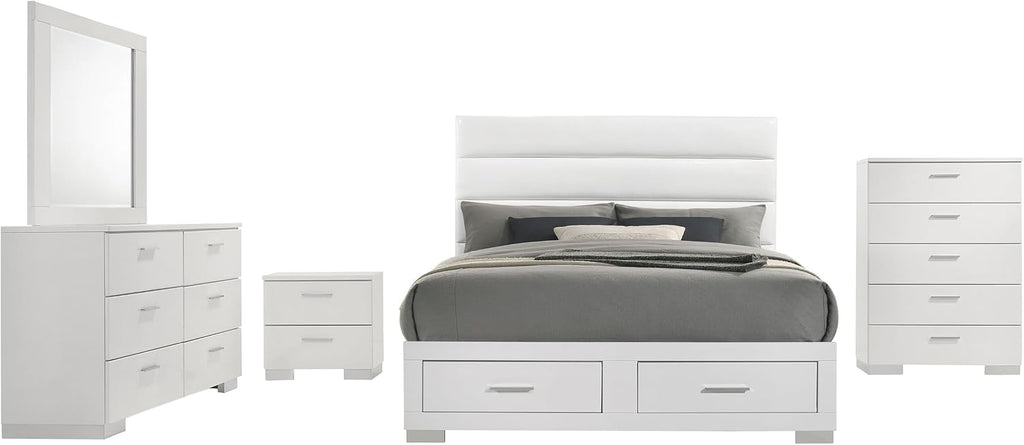 Coaster Home Furnishings Felicity 5-Piece Eastern King Platform Bedroom Set White 203510KE-S5