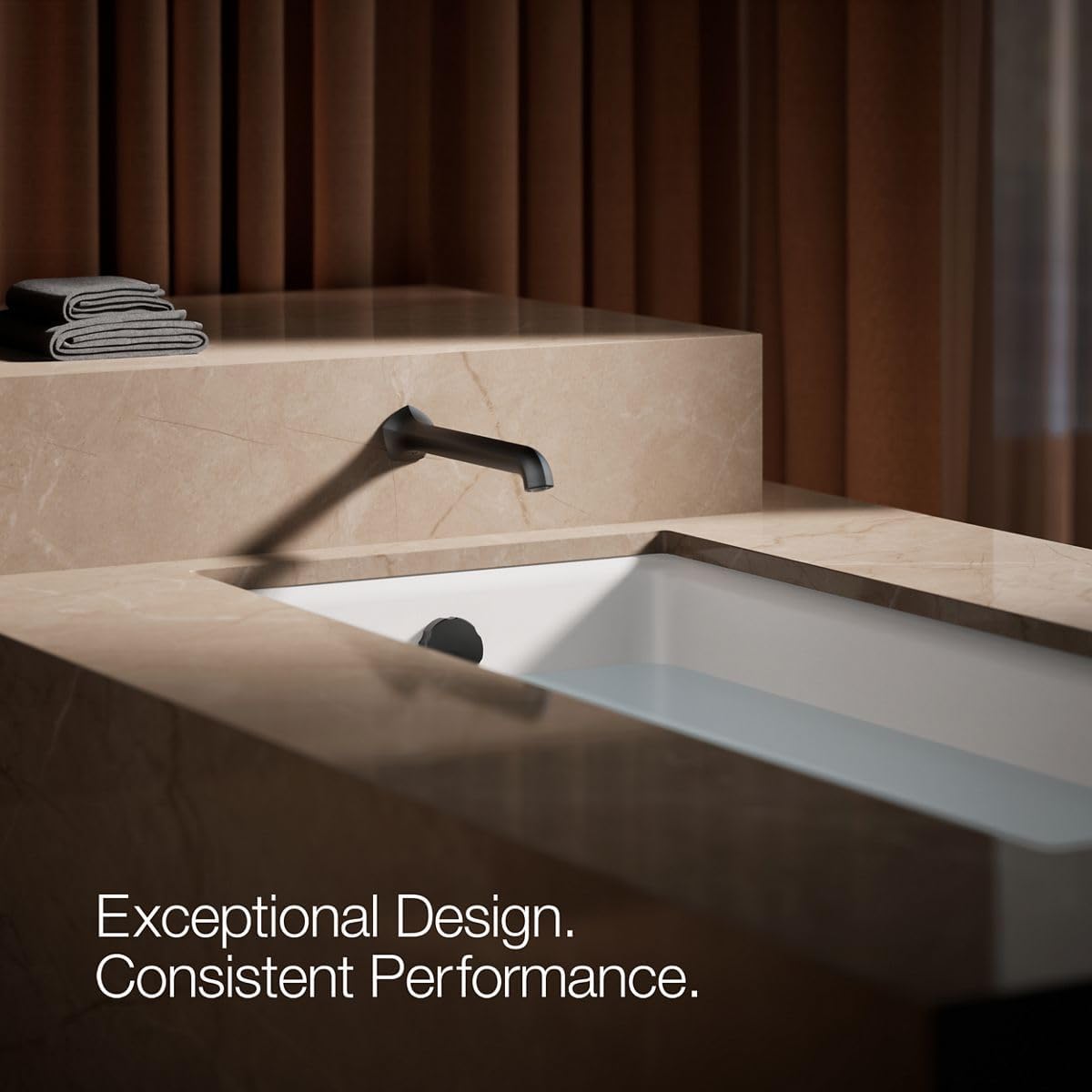 KOHLER 27115-BL Occasion Wall-Mount 12' Bath Spout, Nondiverter Bathtub Spout with Slip-Fit Connection, Matte Black