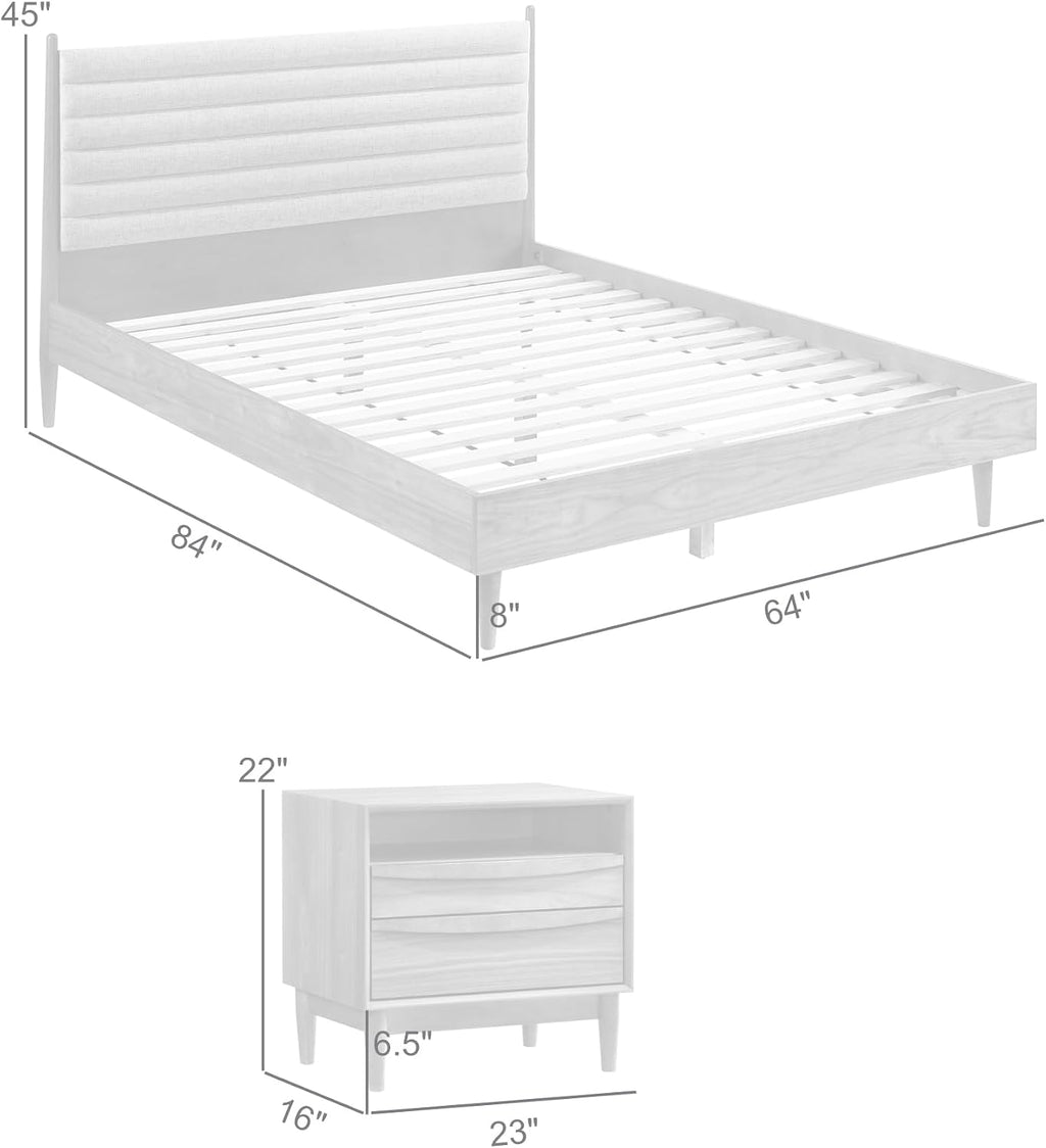 Armen Living Artemio Queen 3 Piece Wood Bedroom Set in Walnut Finish