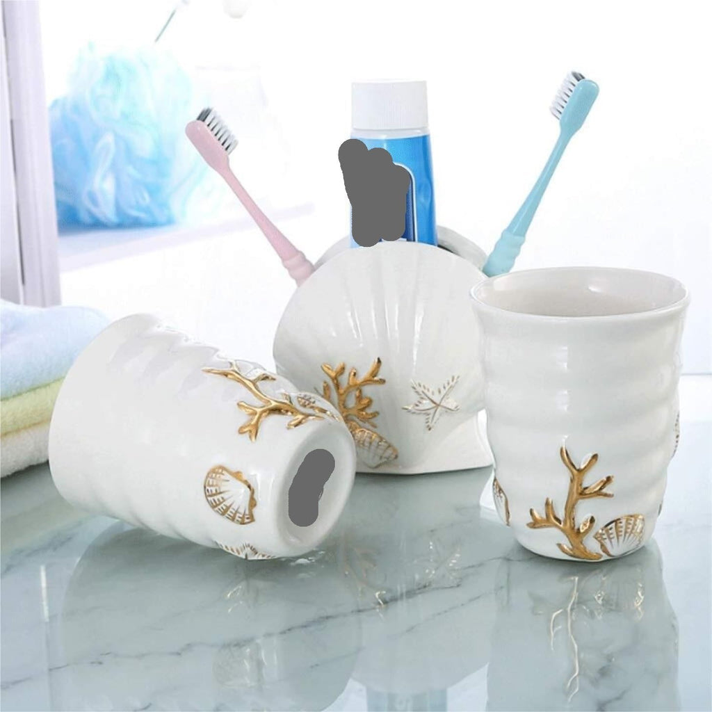 Countertop Organizer for Bathroom 6 Pieces Bathroom Accessories Complete Set Vanity Countertop Accessory Lotion Dispenser Home Decor