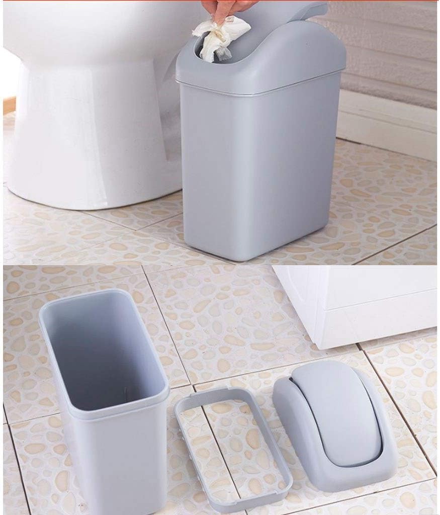 Long Handle Toilet Brush and Trash Can with Lid Set Toilet Brush and Trash Can Ideal for Bathroom Storage and Cleaning Toilet Brush and Holder (Color : Blue A) (Gray a)