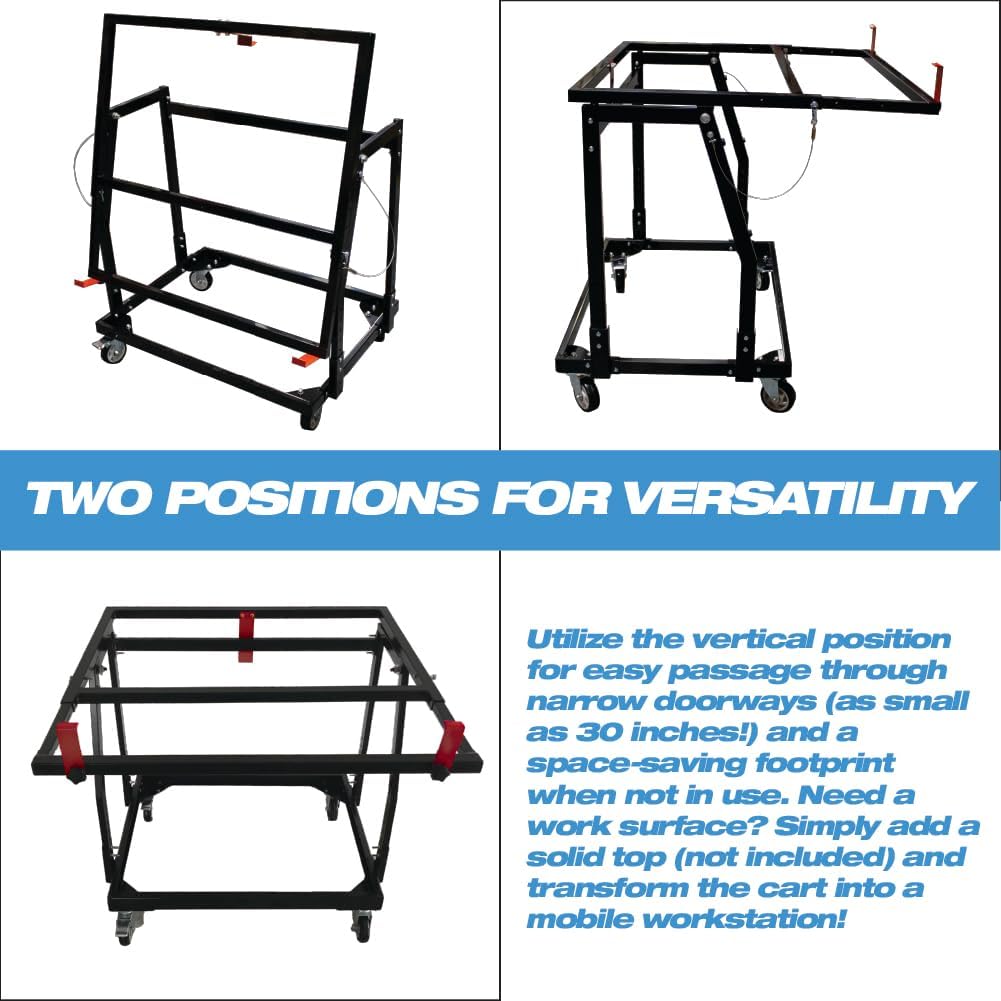 LAUCO Mate Panel Cart and Stand – Mobile Base Stand Contains Rubber Rolling 4' Casters – Mobile Workbench for Tools, Woodworking Tools and Accessories [87280]