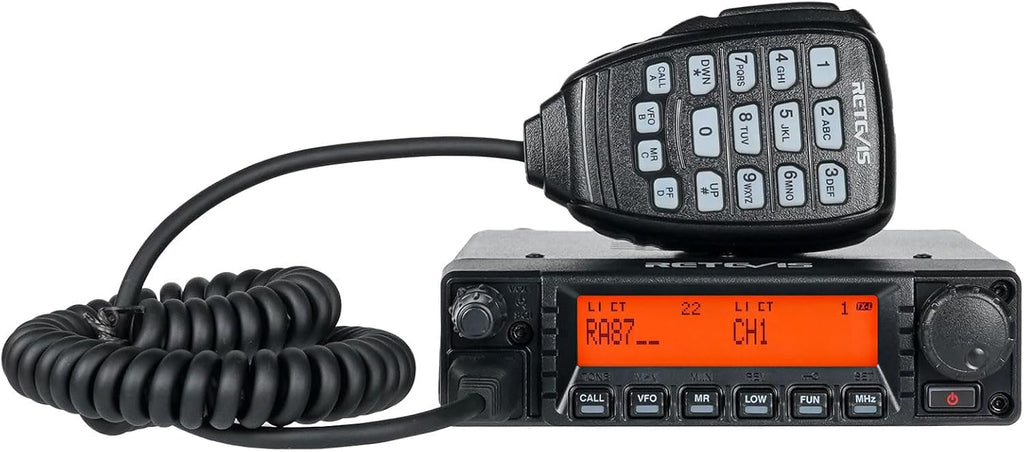 Retevis RA87 GMRS Mobile Radio, High Power Mobile Transceiver Base Station with Cable, 8 Repeater Channels, Chirp, Dual Watch, Long Range Two Way Radio for Off-Road(Black 1Pack)