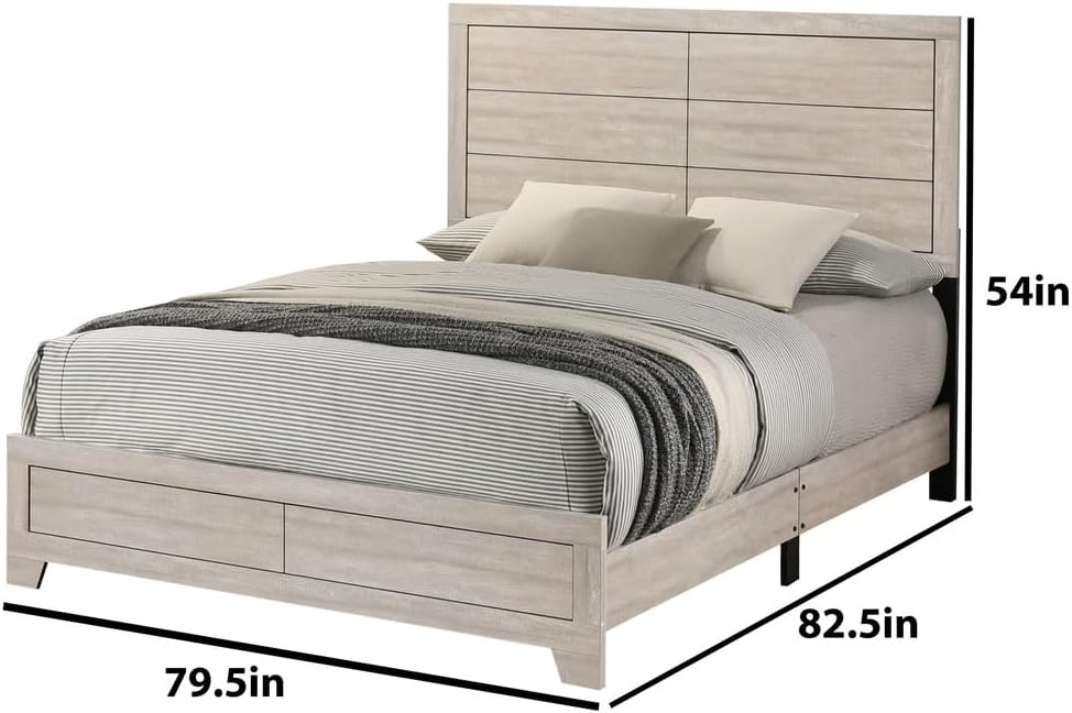 Best Quality Furniture 5 Piece Bedroom Set in Rustic Gray Oak Wood in King