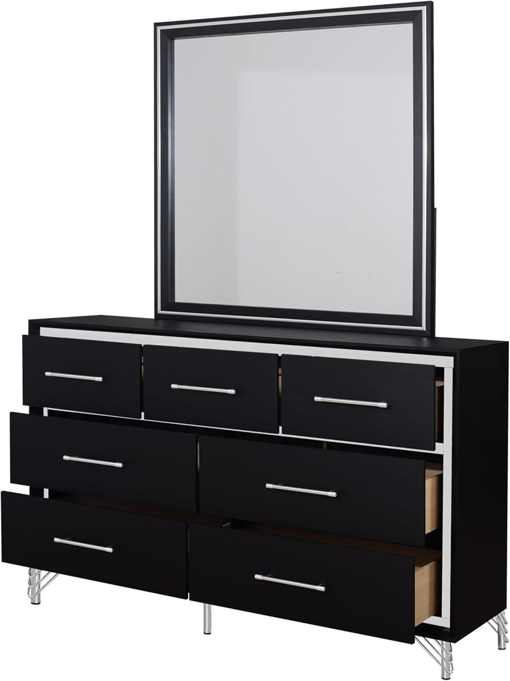 New Classic Furniture Ava 5-Piece Wood King Bedroom Set with 2 Nightstands, Ebony Black