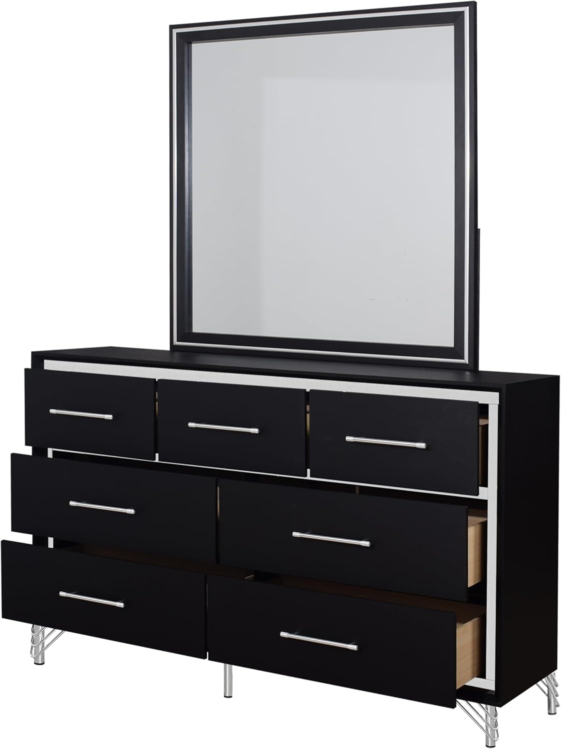 New Classic Furniture Ava 5-Piece Wood Queen Bedroom Set with 2 Nightstands, Ebony Black