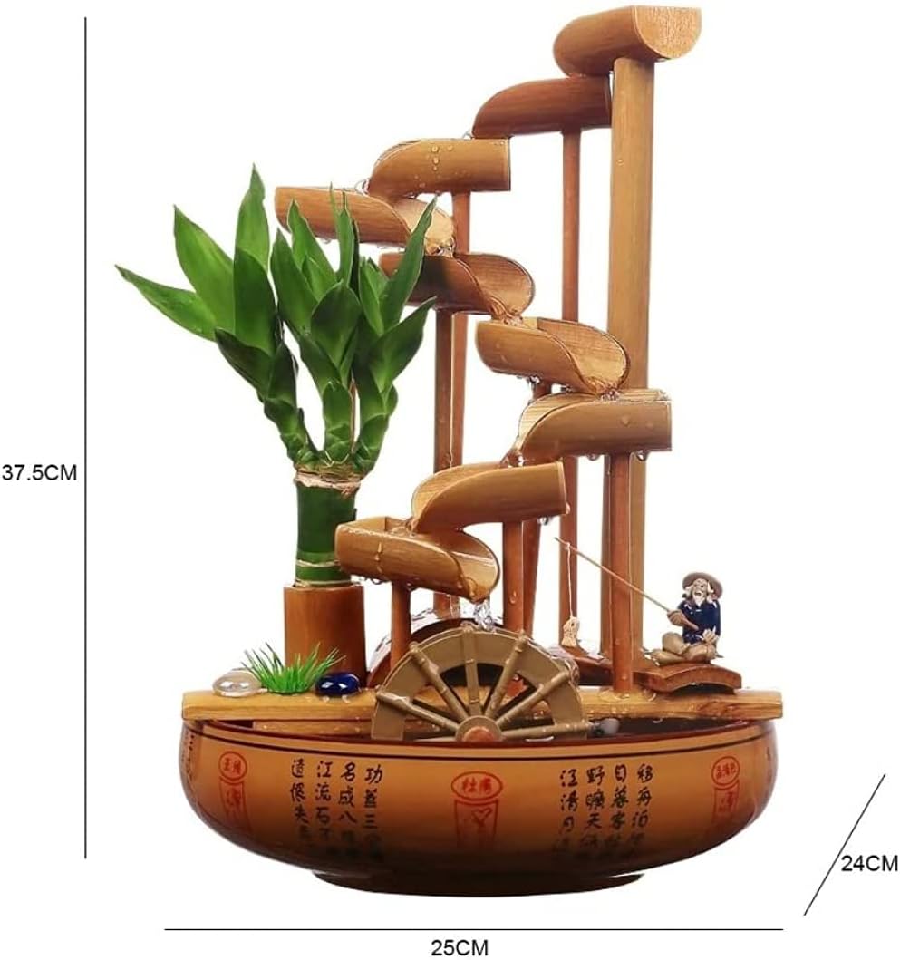 Fountains, Bamboo Tabletop Fountain, Aquarium Water Recycling Decor, Pipe Fountain Office Desktop Furniture, Tabletop Fountains