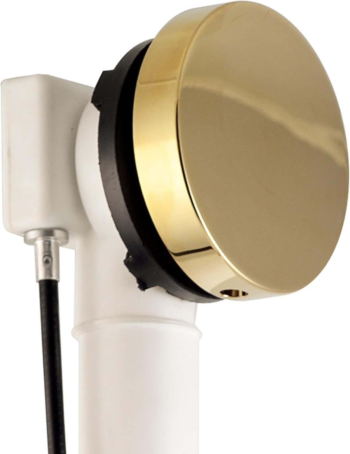 Westbrass D50P27TLERE-01 27' Cable Drive Bath Drain Trim with Rotary Overflow Cover Knob, Pop-Up Stopper and Poly Tubular Pipes & Fittings, Polished Brass