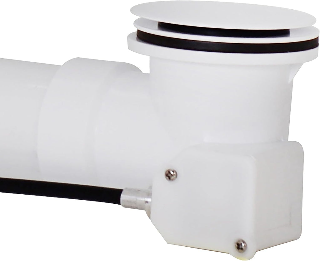 Westbrass A50P45BJ-50 1-1/2' Sch. 40 PVC 45' Cable Driven Bath Waste Kit with Ball Joint Head and Brass Trim Drain Kit, White