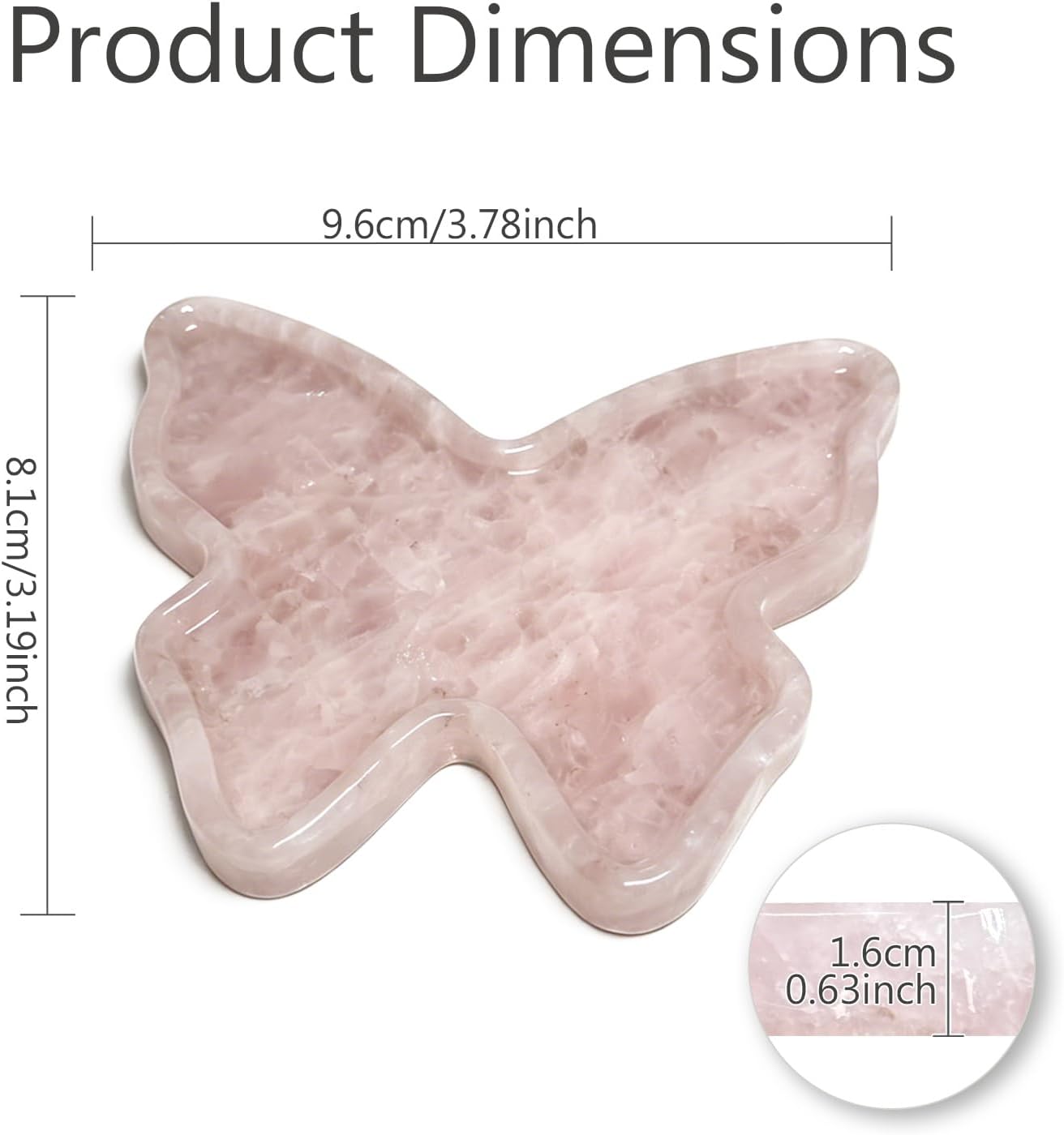 Natural Marble Tray Butterfly Shape Vanity Trays, Jewelry Trays Holder Dish for Bathroom Countertop Home Decor Gift L Pink