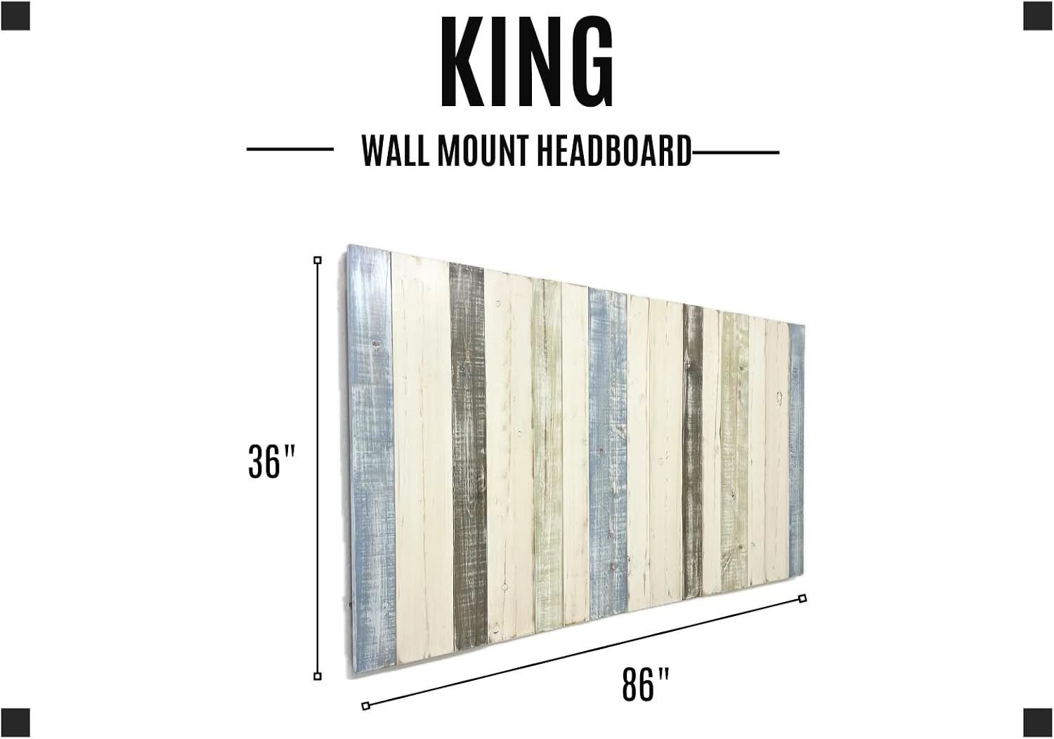 Barn Walls King Headboard Wall-Mounted - Adjustable Floating Backboard for Beds, Bedroom Boardsking, Cabecera de Cama, Split Height, Fullsize Headboards, Farmhouse Bedroom, King Size, Farmhouse Mix