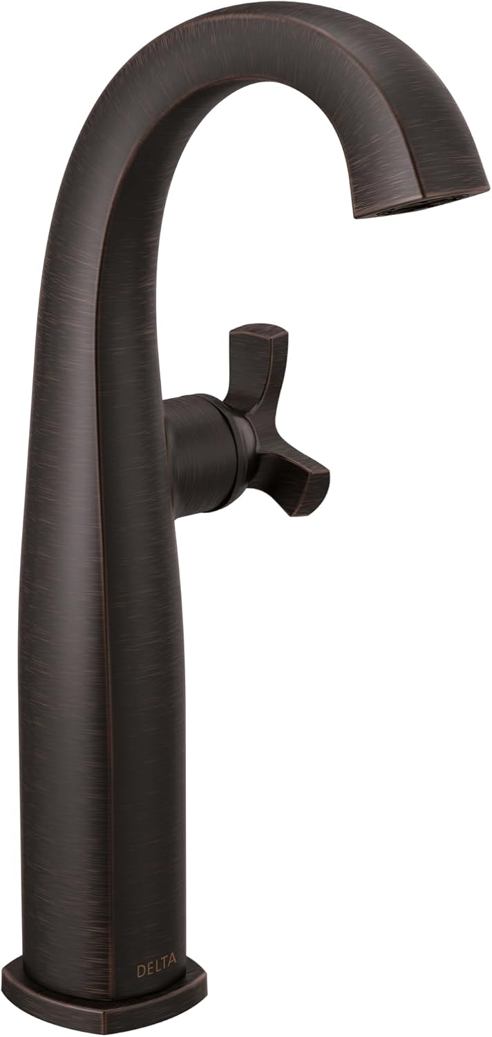 Delta Stryke Vessel Sink Oil Rubbed Bronze Bathroom Faucet 1 Hole, Single Hole Bathroom Sink Faucet for Vanity, Venetian Bronze 7776-RB-DST (Drain Not Included)