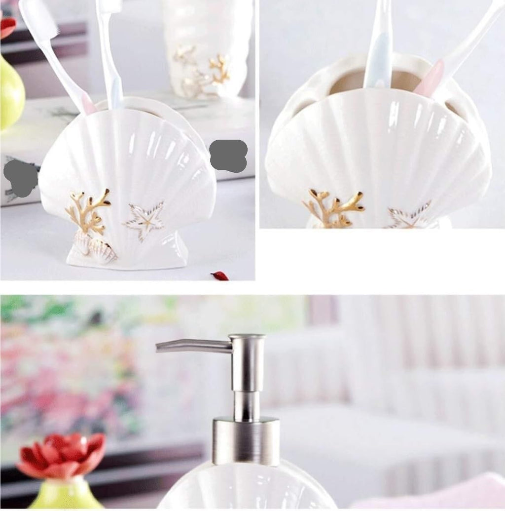 Countertop Organizer for Bathroom 6 Pieces Bathroom Accessories Complete Set Vanity Countertop Accessory Lotion Dispenser Home Decor