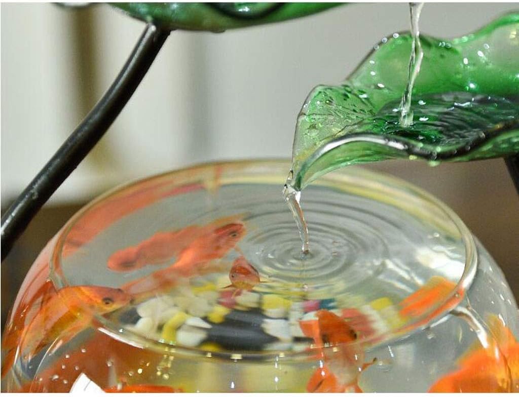 Tabletop Fountain Tabletop Fountain Ceramic Lotus Leaf Desktop Fountain Fish Tank with Atomizer Fountain Home Decoration 12.2 Inches Exquisite Decoration