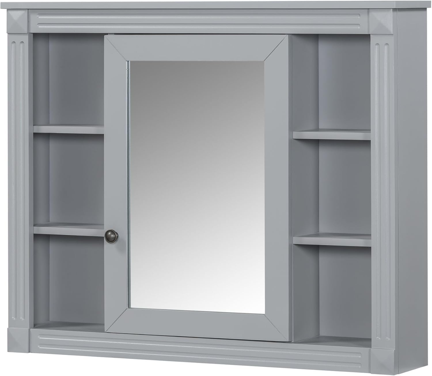 Merax Medicine Cabinet with Mirror, Wall Mount Bathroom Cabinet 35' x 28' Over Toilet Storage Cabinet Organizer with Door and Open Shelves, Mirrored Bathroom Wall Cabinet