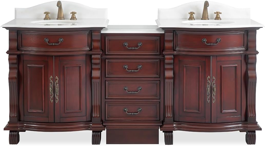 Hopkinton Bathroom Vanity with Stone top (White countertop, 78 inch)