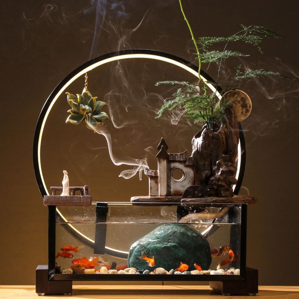 Waterfall Fountain Indoor Desktop Water Ornaments Living Room Office Home Decoration Circulating Fountain Fish Tank Table Top Water