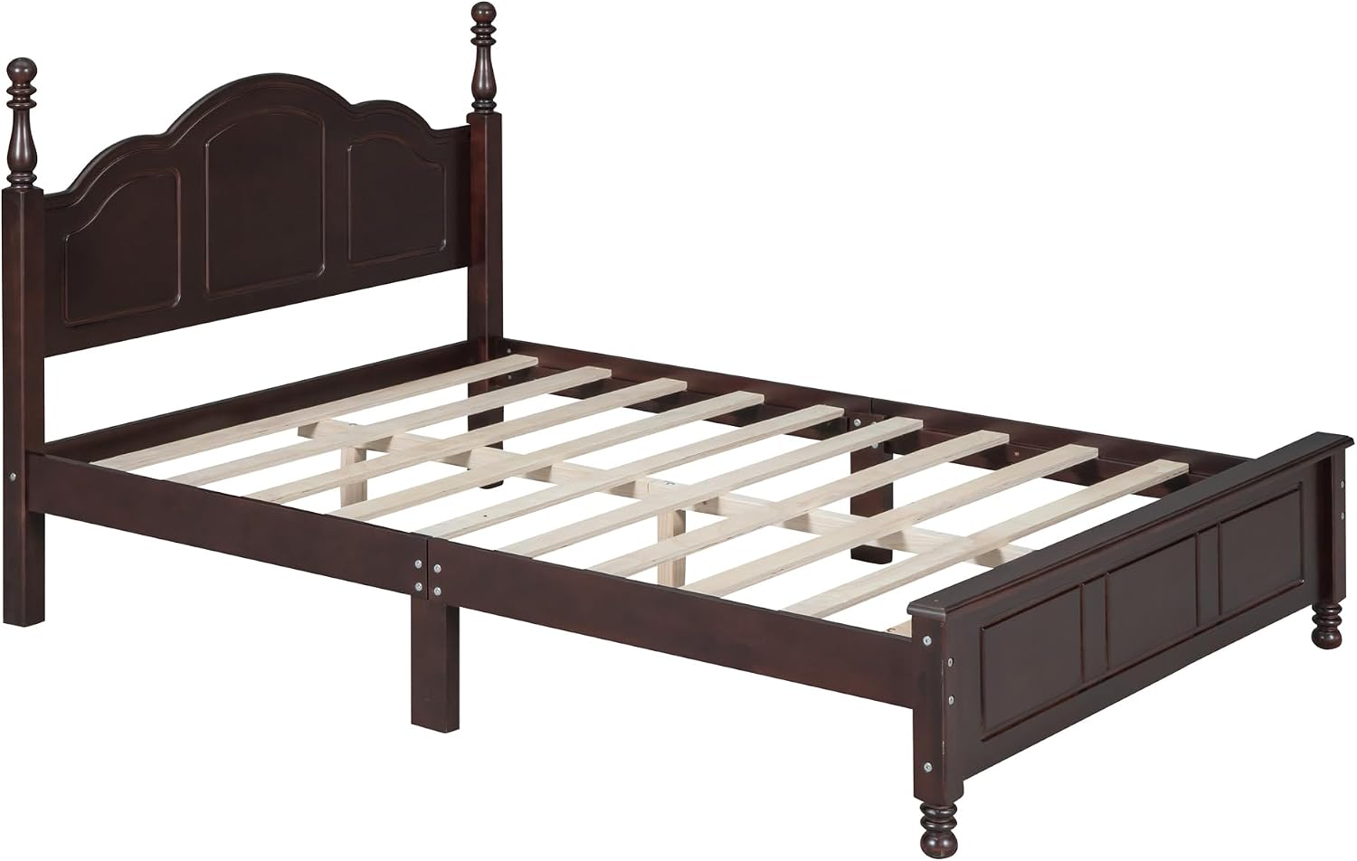 Harper & Bright Designs Platform Bed Frame Full Size with Headboard and Footboard, Mid Century Modern Wood Bed Frame with Underbed Storage for Kids Teens Adults, Classic Vintage Design, Dark Walnut