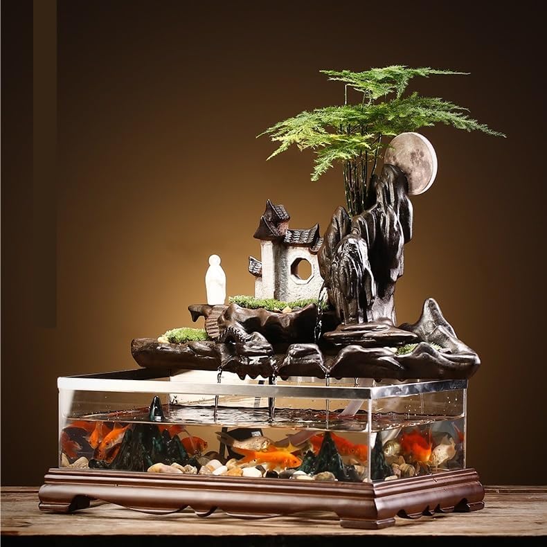 Tabletop Fountains Fish Tank Water Landscape Office Home Circulation Fountain Landscaping Living Room Porch Wine Cabinet Decorative Ornaments Indoor Tabletop Water Fountain