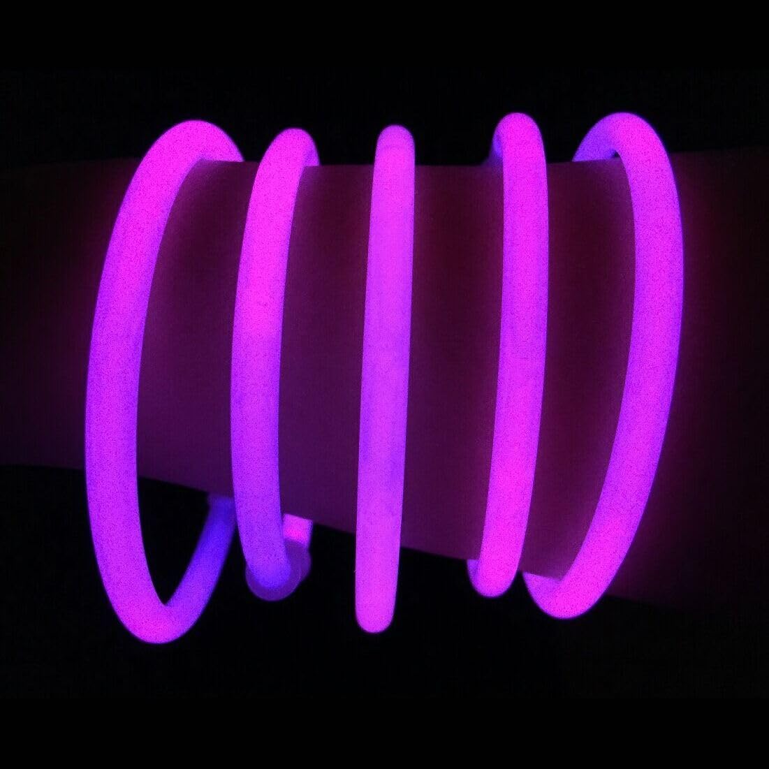 Brand Glow Sticks Bracelets Bulk Wholesale, 1000 8' Pink Glow Bracelets, Bright Color, Glow 8-12 Hrs, Connectors Included, Glow Party Favor Supplies, Sturdy Packaging, Great Fun.