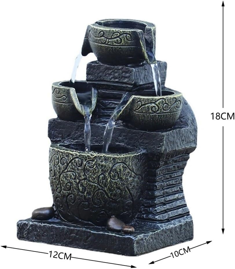 LED Light Water Feature Fountain Battery Operated Fountains Statues Indoor Decor