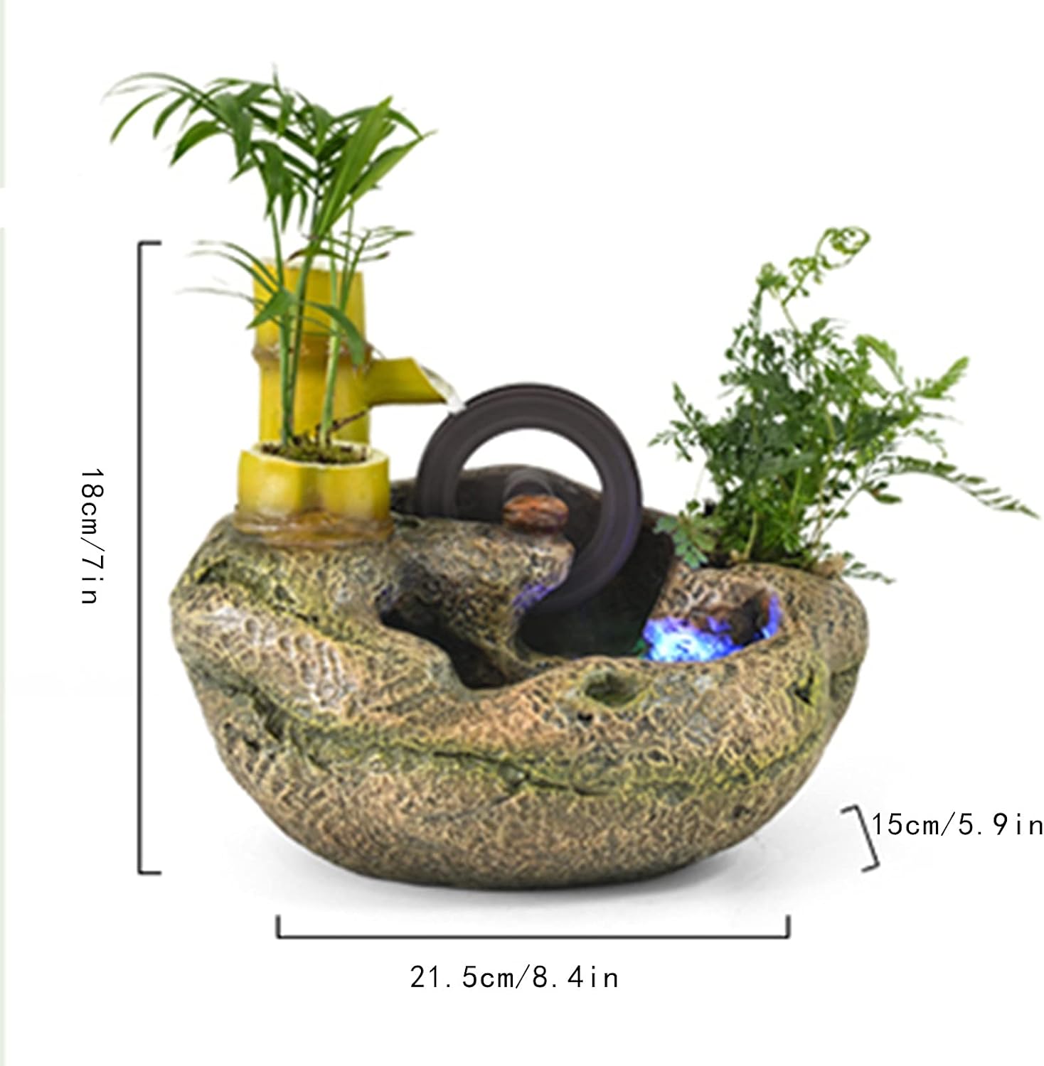 Tabletop Fountains Tabletop Fountain Indoor Small Rockery Waterfalls Fish Tank Tabletop Fountain Desktop Cascading Decoration 7 Inch High Zen Meditation Indoor Waterfall
