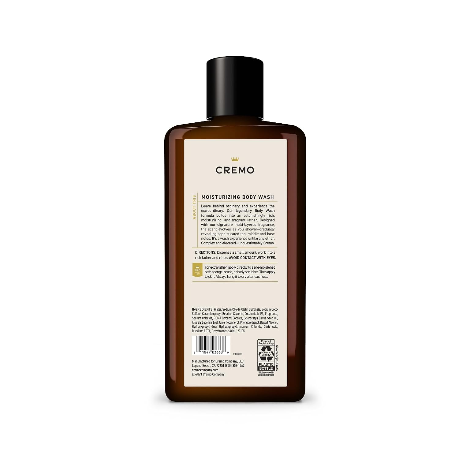 Cremo Body Wash for Men, Rich-Lathering Italian Bergamot, 16 Fl Oz (Pack of 12)