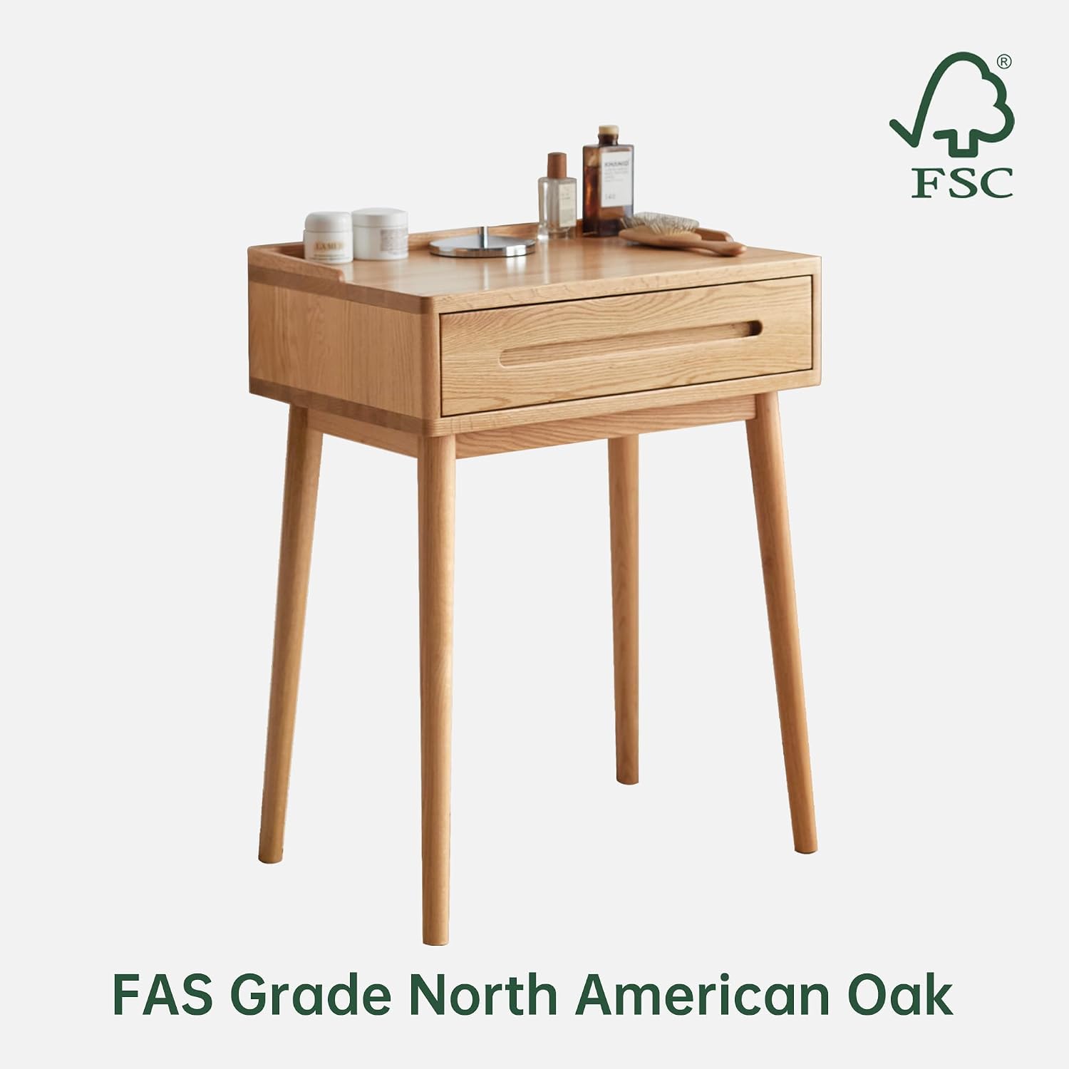 YESWOOD Corner Vanity Desk, Oak Wood Makeup Table for Girls, Study Desk and Vanity for Bedroom, Bathroom, Study Room, 23' D x 15.7' W x 30' H