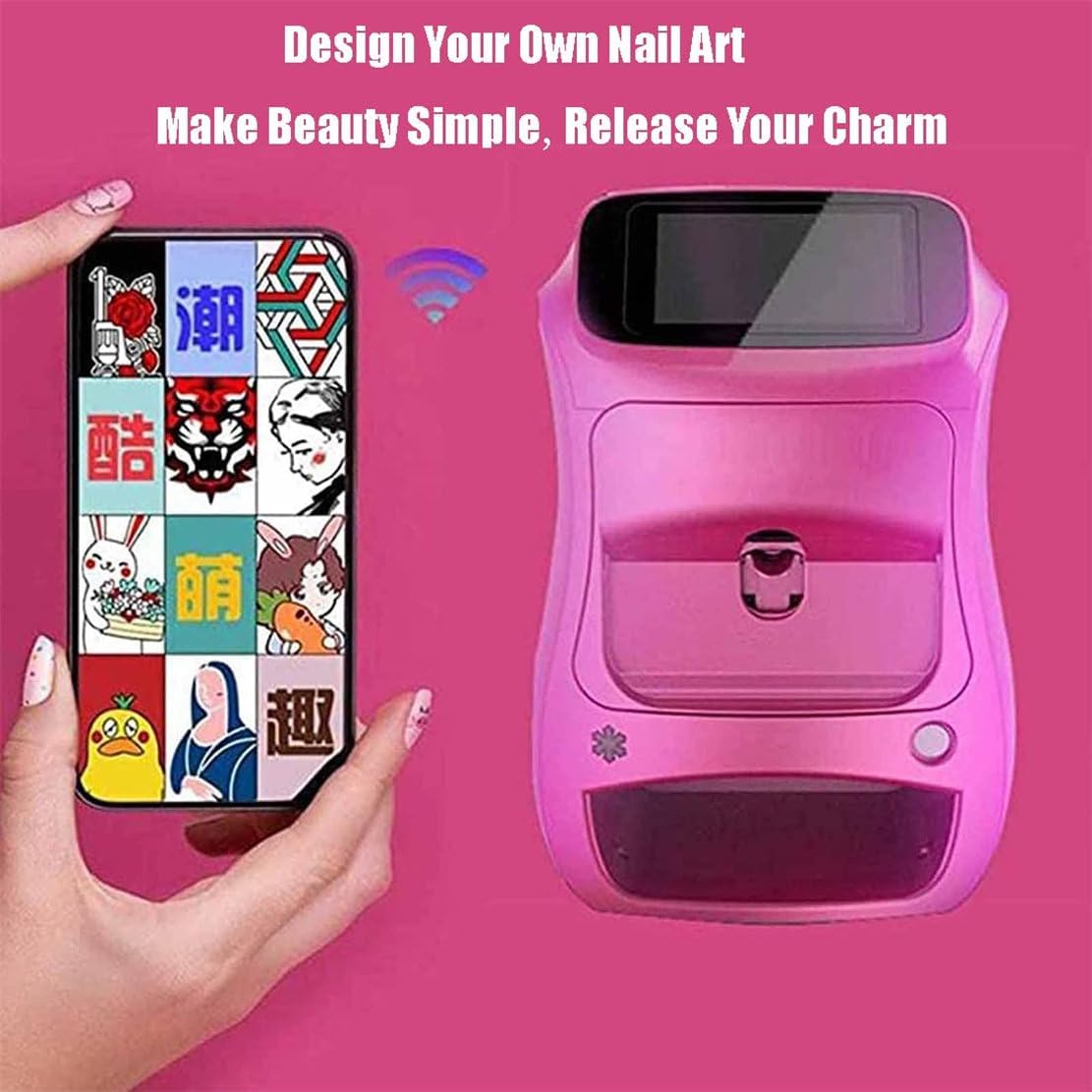 Automatic Smart 3D Nail Art Printer - Portable Mini Machine, Digital Mobile Nail Painting, Control via Free App - Perfect for Home Beauty & Personal Care for Girls