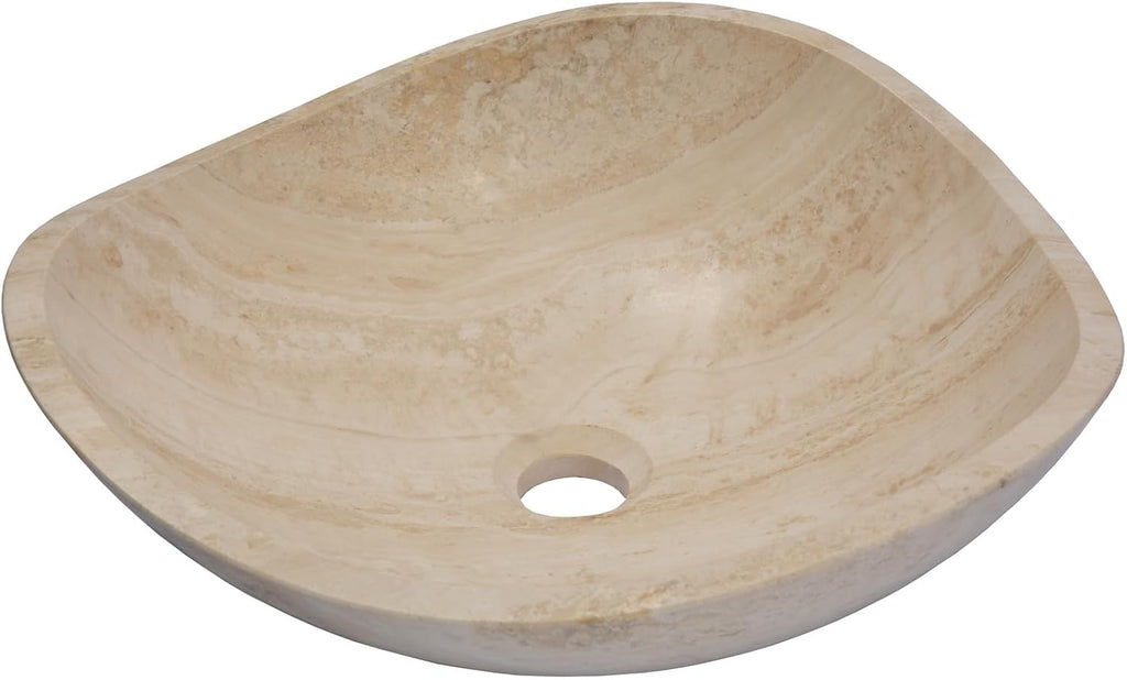 Eden Bath Round Freeform Vessel Sink, Honed Beige Travertine - Stylish Bathroom Sink