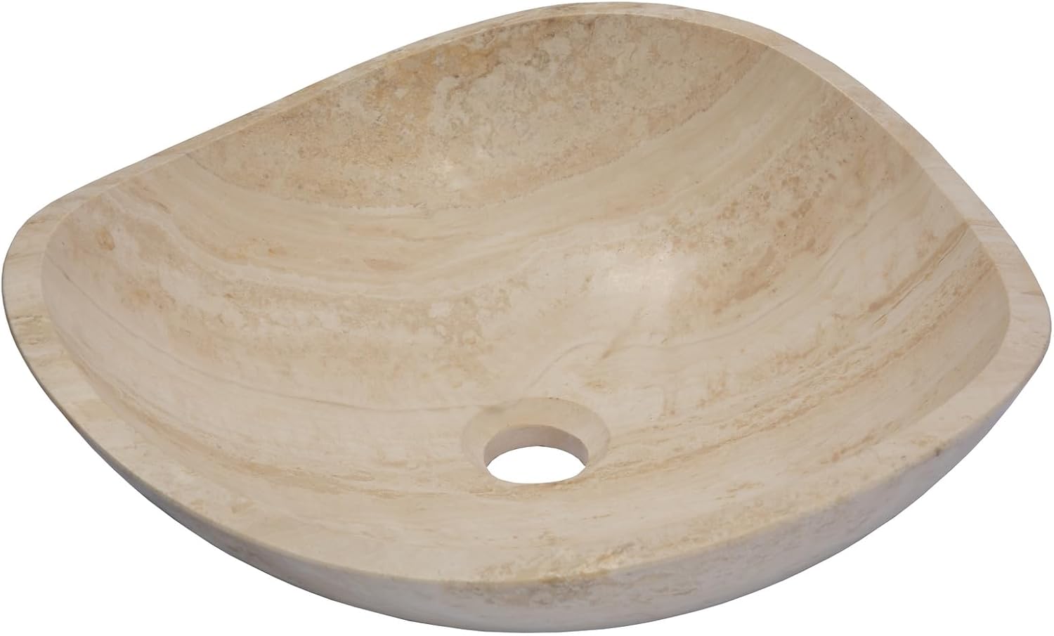 Eden Bath Round Freeform Vessel Sink, Honed Beige Travertine - Stylish Bathroom Sink