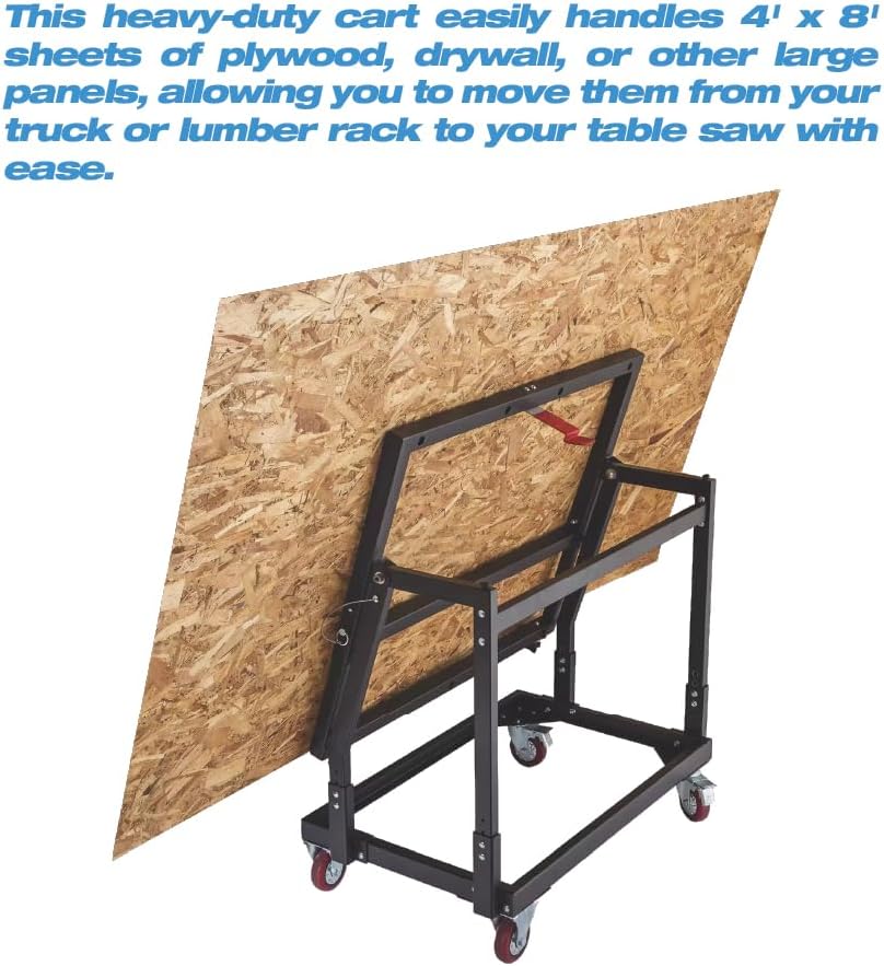 LAUCO Mate Panel Cart and Stand – Mobile Base Stand Contains Rubber Rolling 4' Casters – Mobile Workbench for Tools, Woodworking Tools and Accessories [87280]