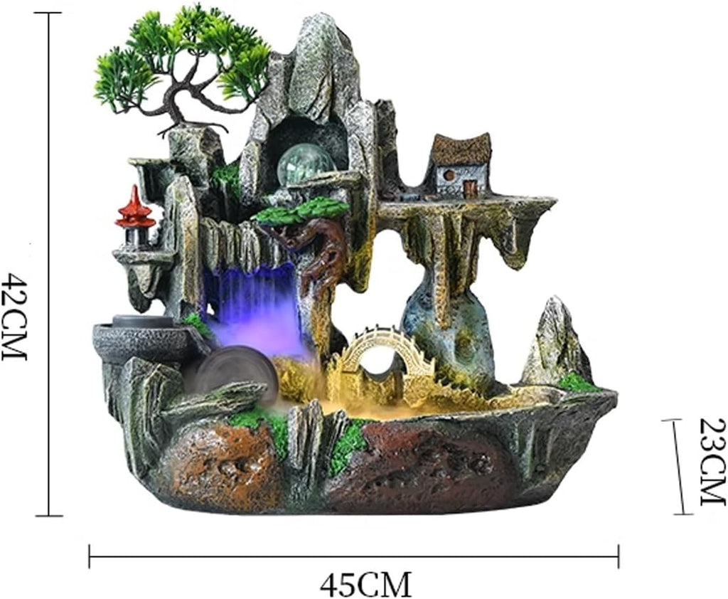Tabletop Fountain Rocky Mountain Flowing Water Fountain Living Room High Mountain Circulating Water Humidifier Office Front Desk Desktop Decoration Desktop Fountain (Color : 04)