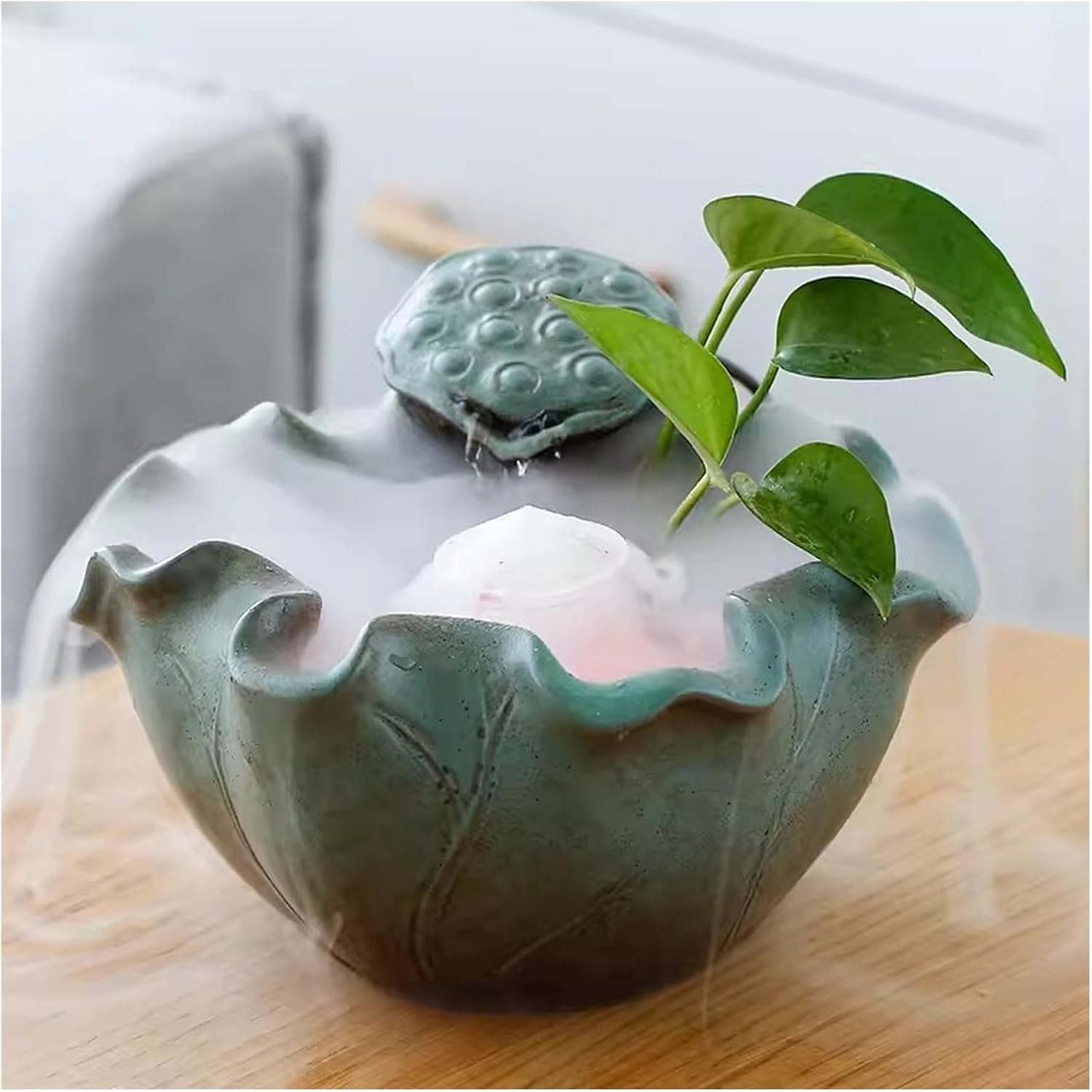 Tabletop Fountain New Chinese Style Ceramic Minimalist Small Flowing Water Financial Decoration Fountain Office Living Room Desktop Decoration Desktop Fountain